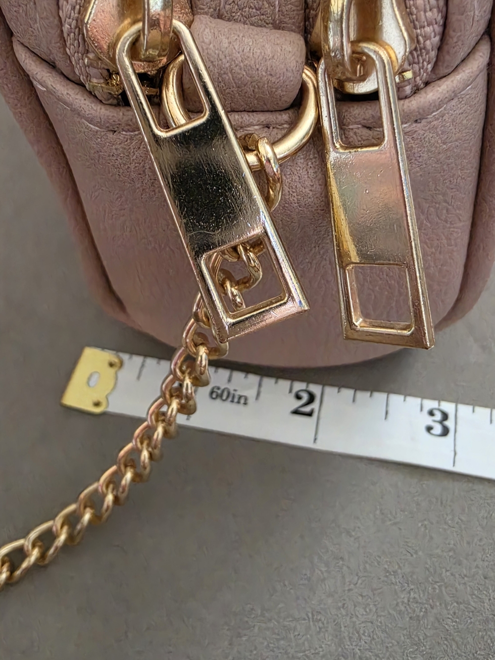 Quilted Blush Pink Crossbody Bag Double Zipper - Picture 11 of 13